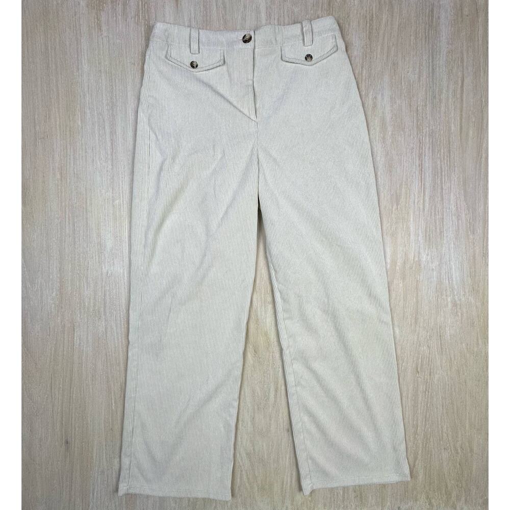 TOPSHOP Cream Corduroy Wide Leg High Rise Retro Chic Women's Trousers Pants 10